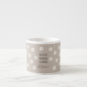 Tasse Expresso Meilleure infirmière au monde marguerites prénom