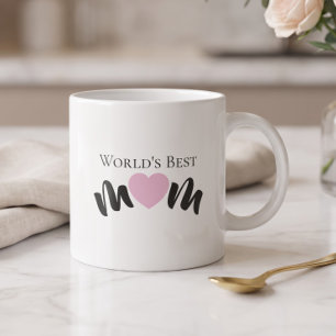 Tasse Expresso Meilleure Maman du Monde Cœur Mignon Blanc Élégant