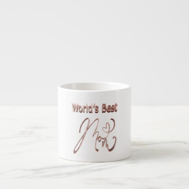 Tasse Expresso Meilleure maman Rose Gold Heart Text Elegant (Devant)