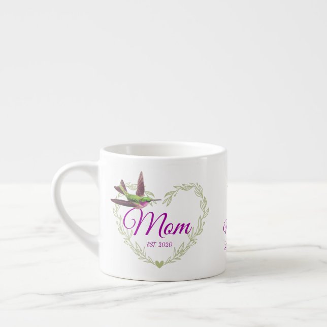 Tasse Expresso Mete Meilleure Maman Jamais Coeur Hummingbird Gian (Gauche)
