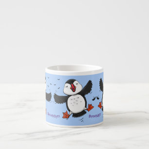 Tasse Expresso Mignon macareux volant heureux illustration de des