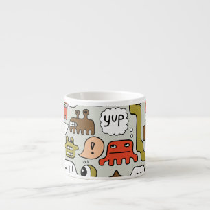 Tasse Expresso Mignons monstres de dessin : Arrière - plan sans c