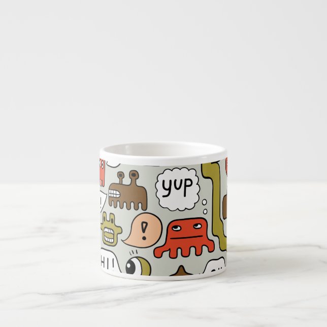 Tasse Expresso Mignons monstres de dessin : Arrière - plan sans c (Devant)