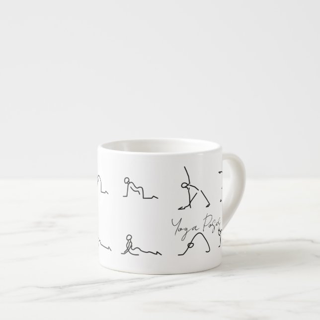 Tasse Expresso Minimalist Stick Figure Yoga Poses (Devant droit)