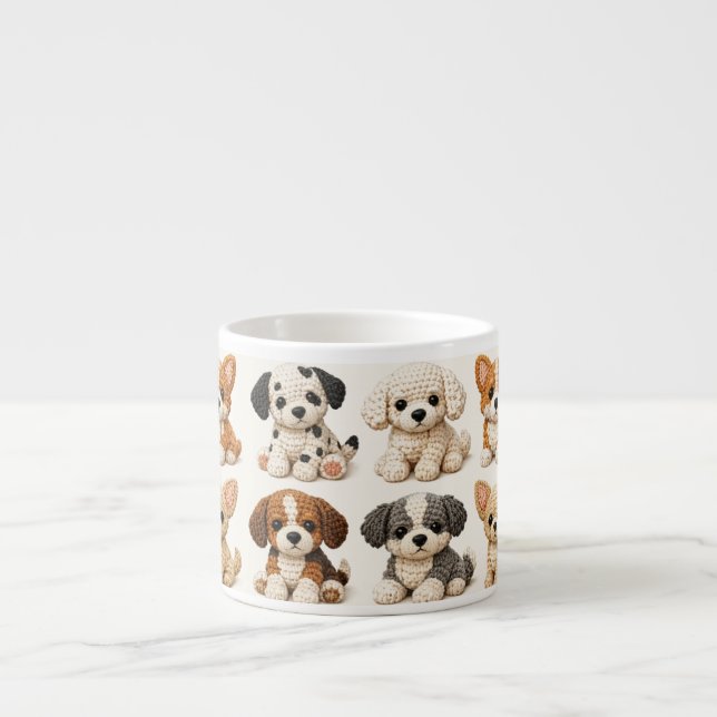 Tasse Expresso Modèle de chiots tricotés adorable (Devant)