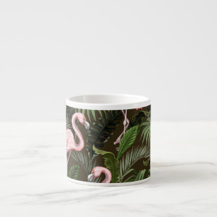 Tasse Expresso Modèle de flamingo tropical : Feuilles Vintages