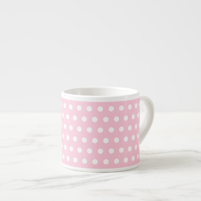 Tasse Expresso Modèle de pois rose et blanc (Devant droit)