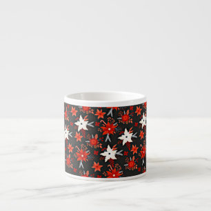 Tasse Expresso Modèle floral avec fleurs blanches rouges-11438
