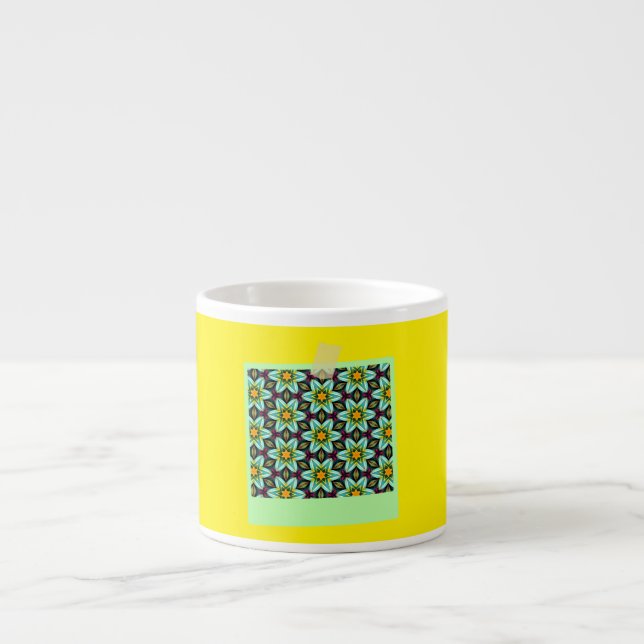 Tasse Expresso Modèle Floral Étoiles Vertes (Devant)