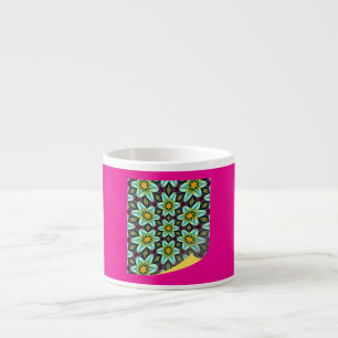 Tasse Expresso Modèle Floral Étoiles Vertes