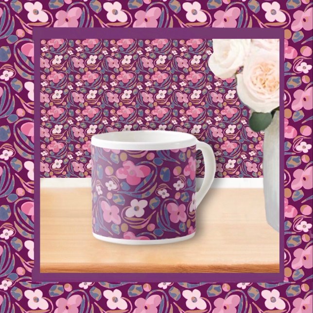 Tasse Expresso Modèle floral rétro chic (Créateur téléchargé)
