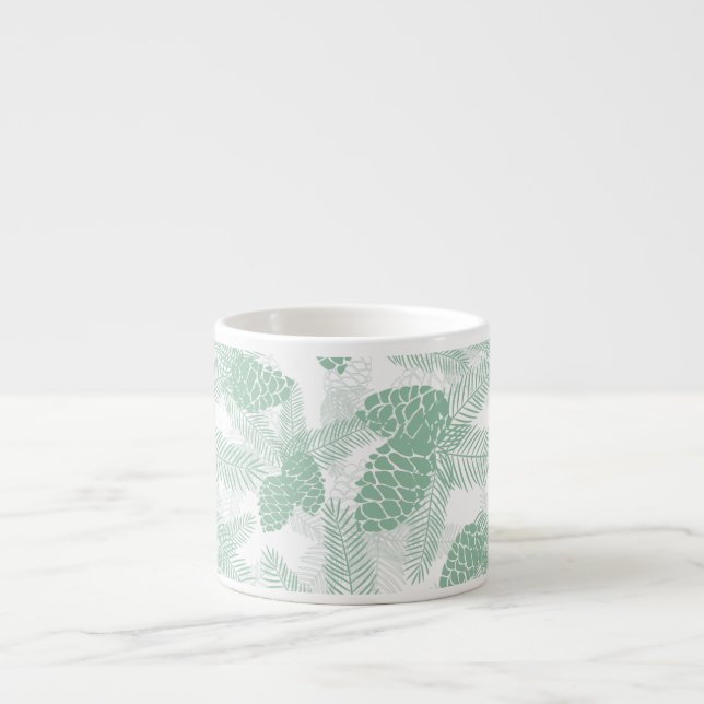 Tasse Expresso Modèle sans couture arbre cônes de pin verts Noël  (Devant)