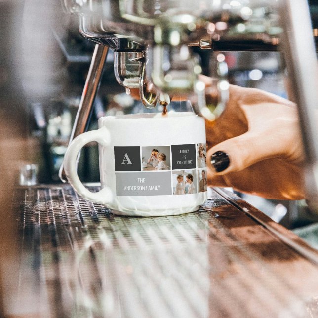 Tasse Expresso Moden 3Collage Photo & Grey Meilleur Cadeau Famili (Créateur téléchargé)