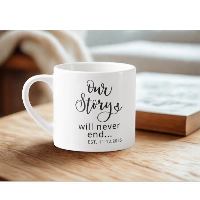 Tasse Expresso Modern Custom wedding Quote Black Text  Espresso C (Modern couple loving quote express cup)