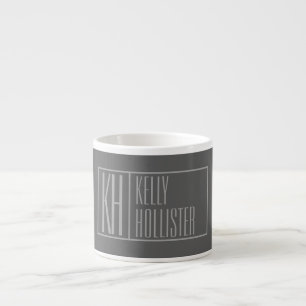 Tasse Expresso Moderne, gris sur gris foncé, logo avec initiales