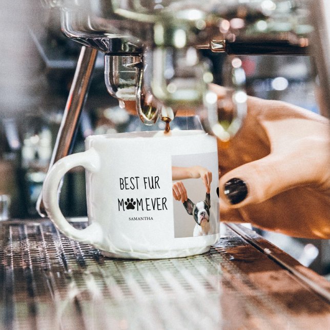 Tasse Expresso Moderne Meilleur Fur Maman | Photo de chien (Créateur téléchargé)