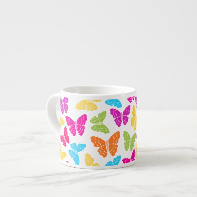 Tasse Expresso Moderne Vibrant Arc-en-ciel Butterfly mûre Motif (Devant gauche)