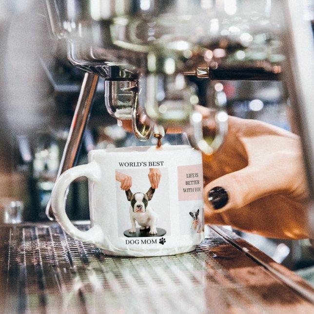 Tasse Expresso Monde Meilleur chien maman | Photo Collage | Paste (Créateur téléchargé)