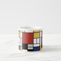 Mondrian Peinture Rouge Plane Jaune Noir Gris Bleu