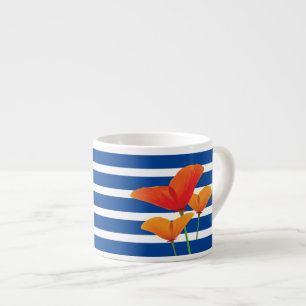 Tasse Expresso Monogramme à rayures bleu chic