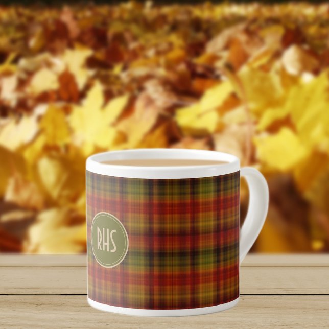 Tasse Expresso Monogramme, automne Plaid Motif 6oz Espresso Cup (Créateur téléchargé)