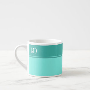 Tasse Expresso Monogramme bleu Turquoise simple et joli