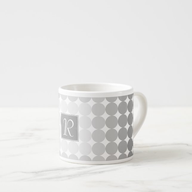 Tasse Expresso Monogramme Cercles Gris Moderne (Devant droit)