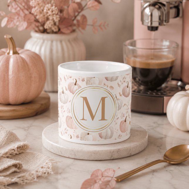 Tasse Expresso Monogramme Citrouille Pastel - Initiale personnali (Créateur téléchargé)