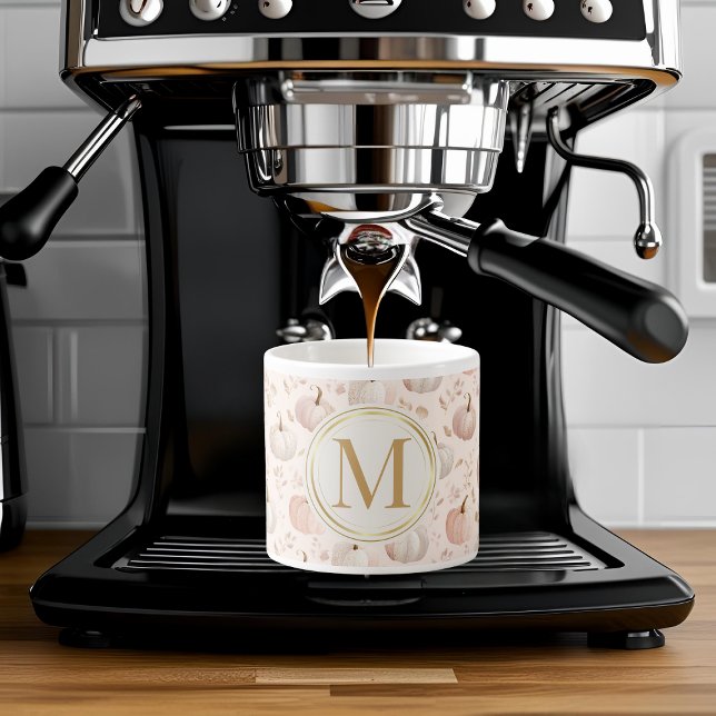 Tasse Expresso Monogramme Citrouille Pastel - Initiale personnali (Créateur téléchargé)