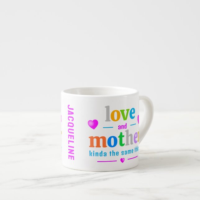 Tasse Expresso monogramme coloré de la mère (Devant droit)