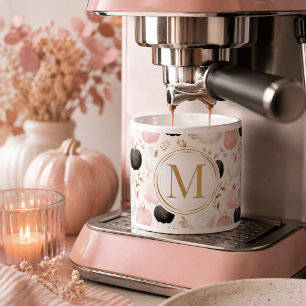 Tasse Expresso Monogramme de citrouille moderne – Initiale person