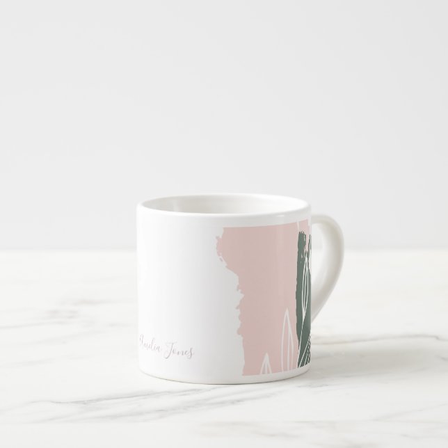 Tasse Expresso Monogramme de nom aux coups de pinceau abstraits r (Devant droit)