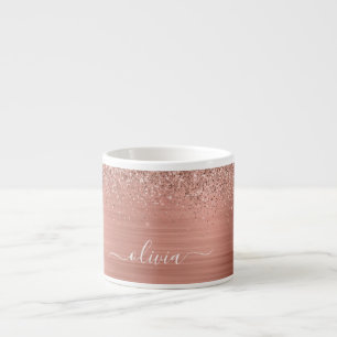 Tasse Expresso Monogramme de Parties scintillant rose or Rose en 