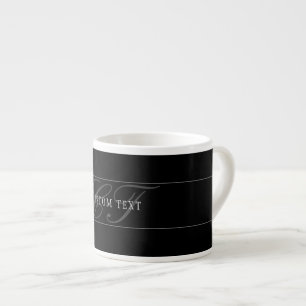 Tasse Expresso Monogramme de script élégant modifiable noir gris