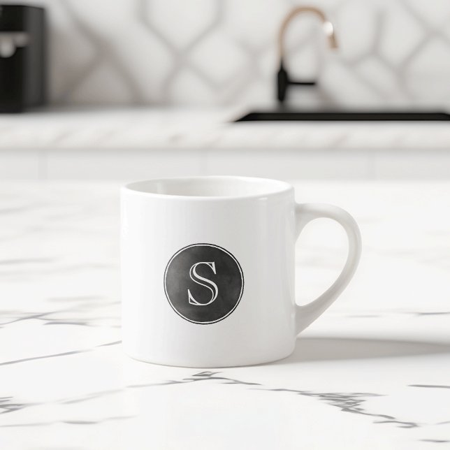 Tasse Expresso Monogramme de style tableau noir gris (Créateur téléchargé)