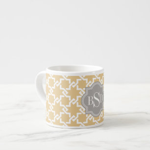 Tasse Expresso Monogramme de verrouillage de motif de jaune chic