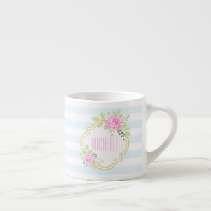 Tasse Expresso Monogramme Fancy Roses Roses Roses Roses Blueberry