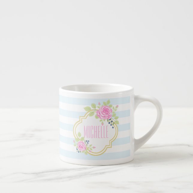 Tasse Expresso Monogramme Fancy Roses Roses Roses Roses Blueberry (Droite)