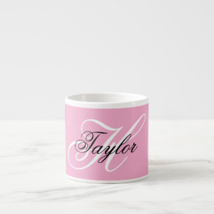 Tasse Expresso Monogramme fantaisie noir et blanc Rose
