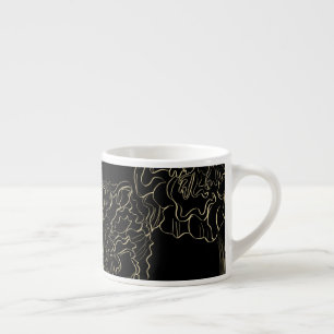 Tasse Expresso Monogramme Floral Minimaliste de Œillet Dessiné à