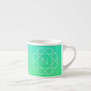 Tasse Expresso Monogramme géométrique cool Ombre Vert bleu et c