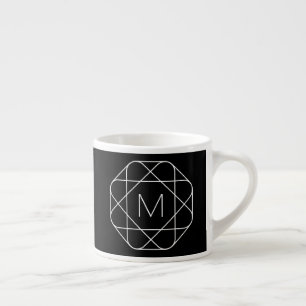 Tasse Expresso Monogramme géométrique noir et blanc