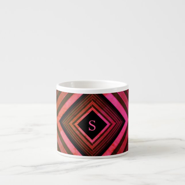 Tasse Expresso Monogramme géométrique rose rustique moderne (Devant)