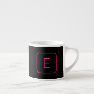 Tasse Expresso Monogramme Initial De Style Moderne Rose Et Noir