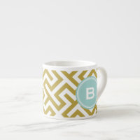 Monogramme motif géométrique clé or moderne grec