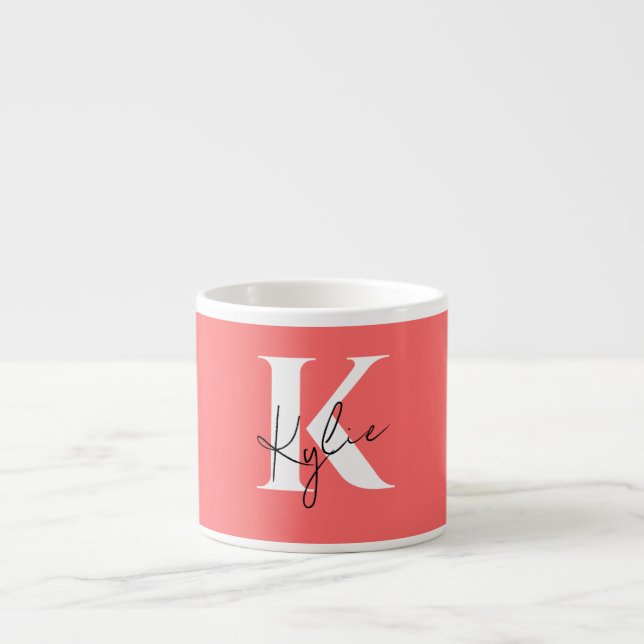 Tasse Expresso Monogramme personnalisé moderne et dynamique - (Devant)