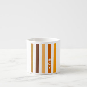 Tasse Expresso Monogramme rayures verticales orange marron clair