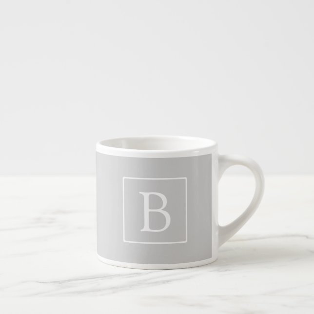 Tasse Expresso Monogramme simple gris clair (Droite)
