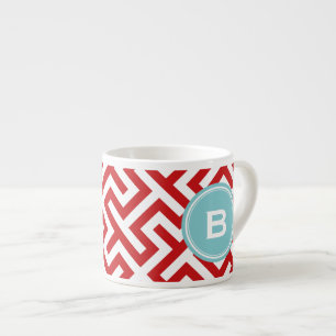 Tasse Expresso Monographie de motifs géométriques à clé rouge mod