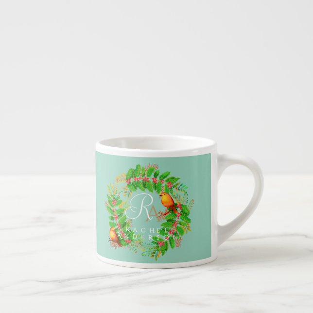 Tasse Expresso Monographie de Noël Lumière Turquoise (Droite)